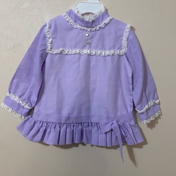 Other - Vintage Blouse Shirt Baby 3T Lavender Purple Long Sleeve Collar Lace